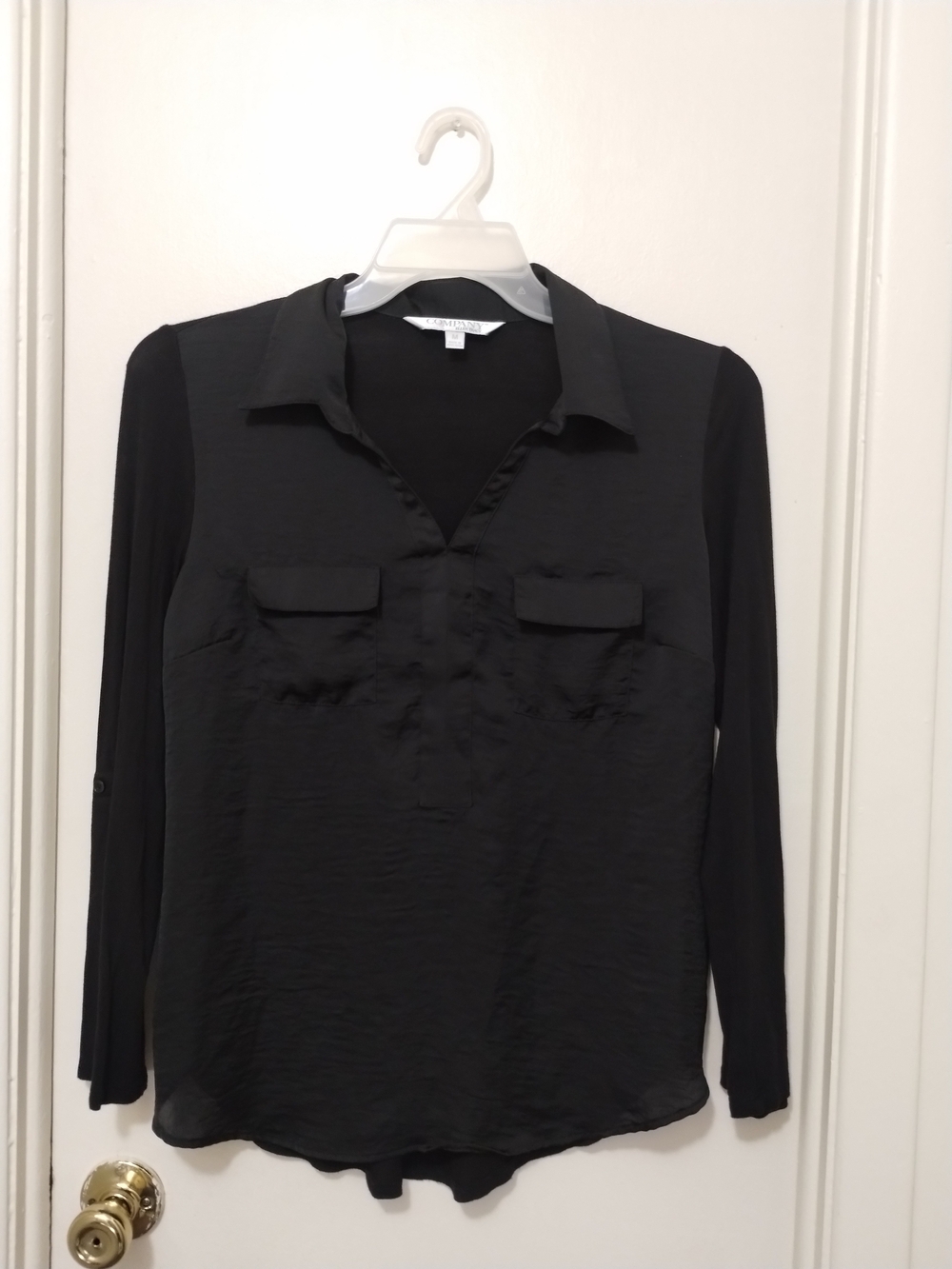 Ellen Tracy Black Button-Down Long Sleeve Women's Shirt